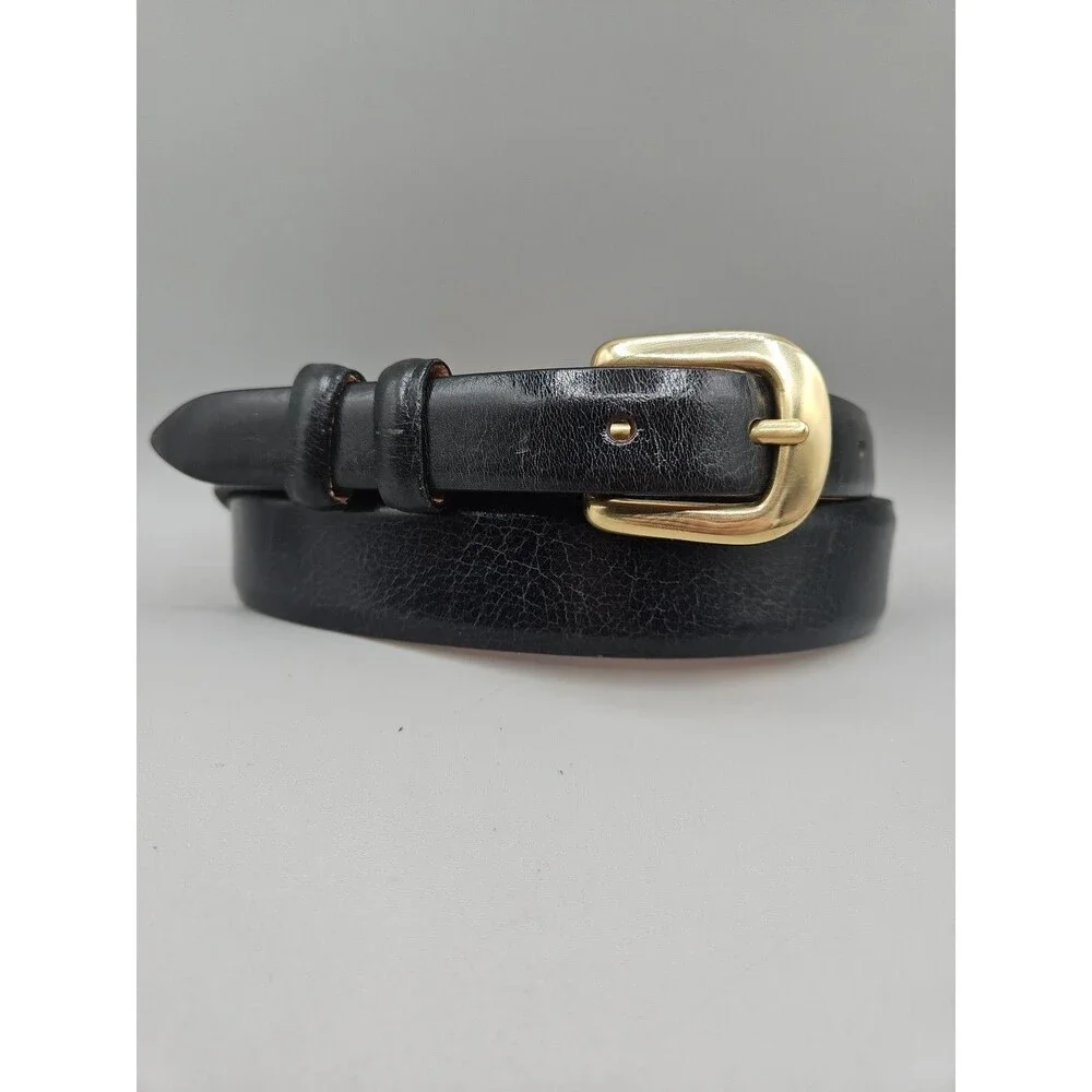 Men's Black Asian Buffalo Crescent Leather Belt Handcrafted In USA 35